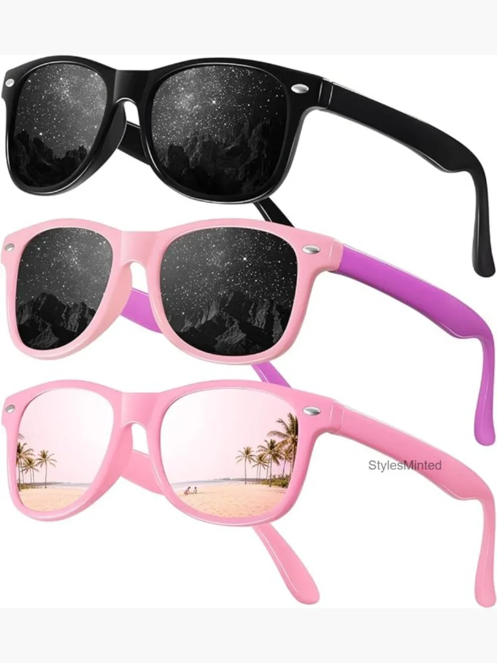 Kids Polarized Sunglasses 3 Pack UV Protection Flexible Frame